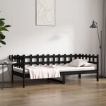 vidaXL Lit de jour Noir 90x190 cm Bois de pin massif