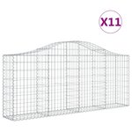 vidaXL Paniers à gabions arqués 11 Pièces 200x30x80/100 cm Fer galvanisé