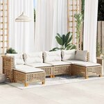 vidaXL Salon de jardin avec coussins 6 Pièces beige résine tressée