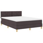 vidaXL Lit à ressort LED avec matelas Marron foncé 140 x 200 cm tissu