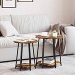 Table d'appoint vidaXL 2 Pièces en chêne fumé  bois d'ingénierie et métal