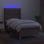 vidaXL Sommier à lattes de lit matelas et LED Taupe 80x200cm Tissu