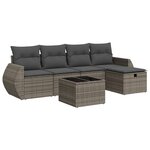 vidaXL Salon de jardin 6 Pièces avec coussins gris résine tressée