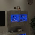 vidaXL Meuble TV mural avec lumières LED gris béton 78 5x30x60 5 cm