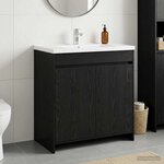vidaXL Meuble sous lavabo de salle de bain Chêne noir