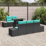 vidaXL Ensemble de Canapés avec coussin 6 Pièces Noir et Bleu polyrotin