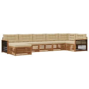 vidaXL Ensemble de canapés d'extérieur 7 pc Naturel et Beige