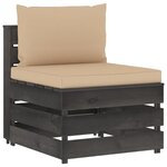Vidaxl salon de jardin 5 pièces avec coussins bois imprégné de gris