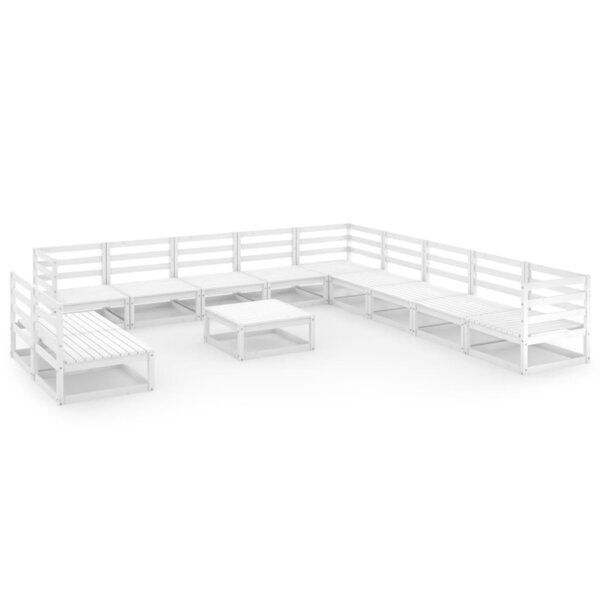 vidaXL Salon de jardin 12 Pièces Blanc Bois de pin massif