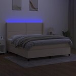 vidaXL Sommier à lattes de lit matelas LED Crème 180x200 cm Tissu