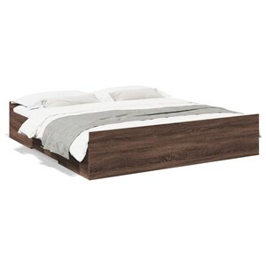 vidaXL Cadre de lit avec tiroirs sans matelas chêne marron 200x200 cm