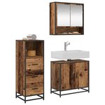 vidaXL Ensemble de mobilier de salle de bain 3 Pièces Bois Ancien