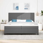 vidaXL Lit à ressort LED Gris clair et blanc 200 x 200 cm