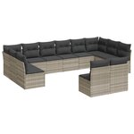 vidaXL Salon de jardin avec coussins 12 Pièces gris clair résine tressée