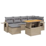 vidaXL Salon de jardin avec coussins 7 Pièces beige résine tressée