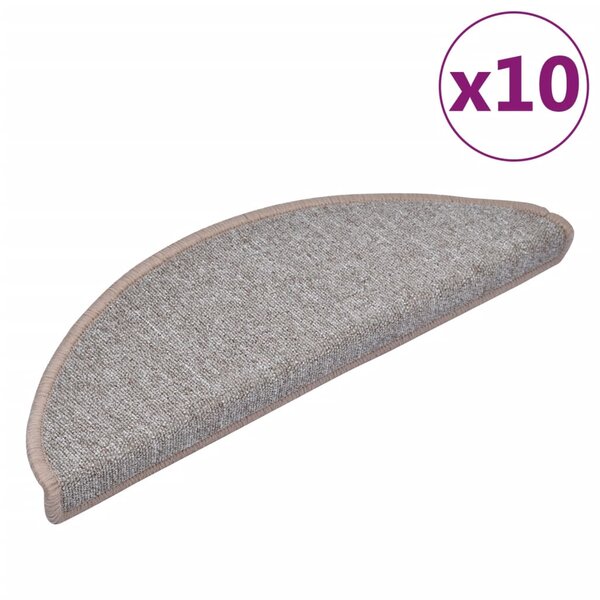 vidaXL Tapis d'escalier 10 pièces 65 x 24 x 4 cm Marron clair Demi-rond Grand