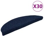 vidaXL Tapis d'escalier autocollants 30 pièces 56 x 17 x 3 cm Bleu marine Demi-rond