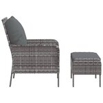 vidaXL Chaise de jardin avec tabouret gris résine tressée