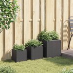 vidaXL Jardinières d'extérieur 3 Pièces noir résine tressée