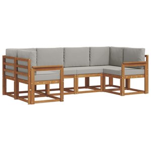 vidaXL Ensemble de canapés d'extérieur 6 Pièces Gris Naturel et Clair