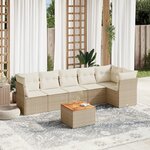 vidaXL Salon de jardin avec coussins 7 Pièces beige résine tressée
