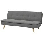 Clic clac 3 places - Tissu Gris - Pieds bois naturel - 179 x 85 x 79 cm - ALMA