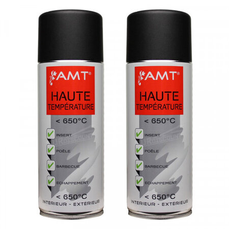 Lot de 2 bombes de peinture haute température - noir - amt