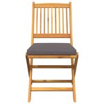 vidaXL Chaise pliante 8 Pièces Gris 49 x 57.5 x 92cm Bois d'acacia massif