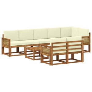 vidaXL Ensemble de canapés d'extérieur 9 pc Naturel et Crème Polyester