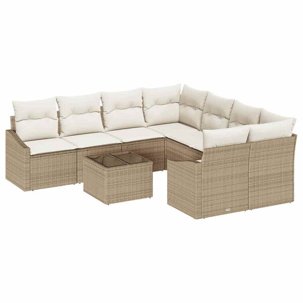 vidaXL Ensemble de canapé de jardin 9 Pièces Beige  Crème 55 x 55 x 37 cm
