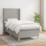 vidaXL Sommier à lattes de lit et matelas Gris clair 90x190 cm Tissu