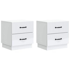 vidaXL Cabinet de chevet avec tiroir 2 Pièces Blanc 43 x 34 5 x 44 5 cm