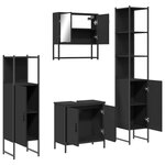 vidaXL Ensemble de meubles salle de bain 4 Pièces noir bois d'ingénierie