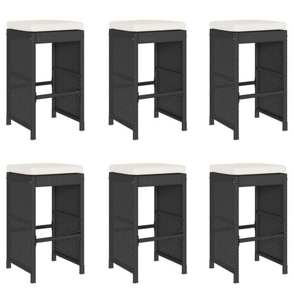 vidaXL Tabourets de bar de jardin et coussins lot de 6 résine tressée