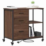 vidaXL Cabinet de Bureau avec roue Chêne marron 76 x 41 x 72 cm