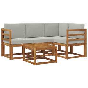 vidaXL Ensemble de canapés d'extérieur 5 pc Naturel et gris clair