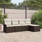 vidaXL Ensemble de canapé de jardin 5 Pièces Marron Poly rotin