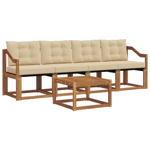 vidaXL Ensemble de canapés d'extérieur 5 Pièces Naturel et Beige