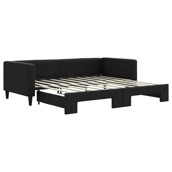 vidaXL Lit de jour avec lit gigogne noir 90x190 cm tissu