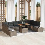 vidaXL Ensemble de canapé de jardin 11 Pièces Gris Poly rotin