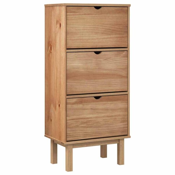 vidaXL Armoire à chaussures OTTA avec 3 tiroirs Marron Bois massif pin