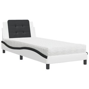 vidaXL Cadre de lit sans matelas Zadar blanc et noir 90x190 cm similicuir