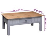 vidaXL Table basse Gris 100x60x43 5 cm Pin massif Assortiment Panama
