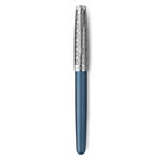 Parker sonnet premium  stylo plume  métal & laque bleu  plume moyenne 18k  coffret cadeau