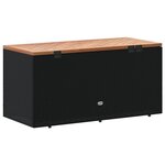 vidaXL Boîte de rangement de jardin noir résine tressée bois d'acacia
