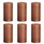 Bolsius bougies pilier rustiques 6 pièces 130x68 mm cuivre
