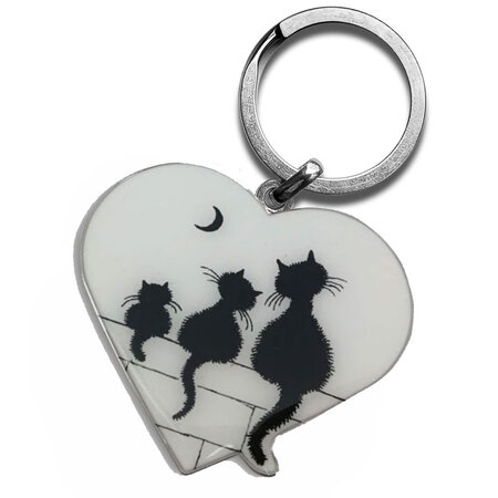 Porte clefs coeur métallique les chats de dubout