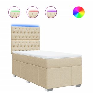 vidaXL Sommier à lattes de lit et matelas Crème 90x190 cm Tissu