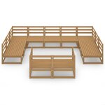 vidaXL Salon de jardin 11 Pièces bois de pin massif