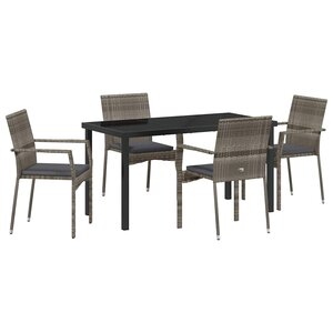 vidaXL Ensemble de salle à manger pour jardin 5 Pièces Gris polyrotin